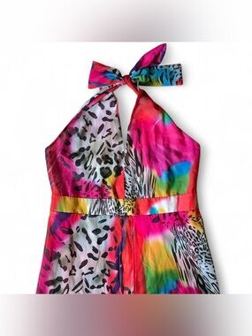 Y2K Animal Print Halter Dress